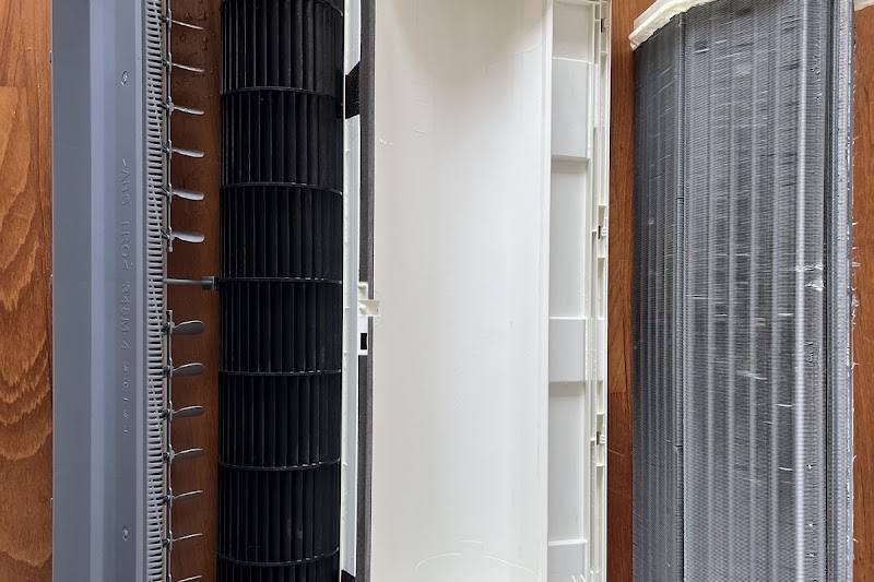 Aircon fan coil taken apart for an overhaul by 5 Star Aircon